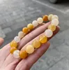 8mm 10mm natürliche gelbe Drachen Jade Perlen Armband elastische Armbänder Edelstein Perle