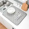 1 unid estera de secado de platos para fregadero de cocina escurridor de microfibra almohadilla de cojín vajilla toalla de té absorbente el bar placemat 40 * 50 cm 210706