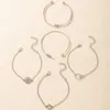 Linkketen Huatang Punk Silver Color Crystal Star Ronde Multi -Layer Bracelet Set voor vrouwen Boho Arrow Rope Bangle Sieraden 4079 Kent22