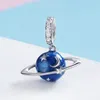 Mowimo Real 925 Sterling Silver Secret Planet Bead Star Moon Charm Fit Original Silver Armband Hängsmycke Smycken Gör BKC933 Q0531