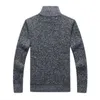 Winter Men's Fleece Sweater Coat Thick Patchwork Wool Cardigan Muscle Fit Knitted Jackets Fashionable Male Clothing for Autumn 210909