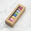 Kraft Paper / Cardboard Piekarnia Food Pasing Box Macaron Pudełka do pakowania z jasnym oknem PVC