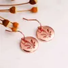 Huitan Romantische Rose Gold Farbe Ahornblatt Tropfen Ohrringe Einfache Metall Design Moderne Frauen Party Geschenk Mode Schmuck