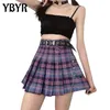 Harajuku Plaid Skirt Women y2k High Waist Mini Tennis Skirts Uniform Chain Pocket A-line Streetwear Vintage Free Belt 210730
