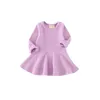 2020 Nieuwe Baby Meisjes Jurk Lange Mouwen Katoenen Kleding Leuk Casual Bottoming RuffledParty Girl Koreaans 1-4 jaar Q0716