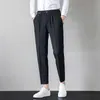 Summer Men Suit Formal Business Dress Spodnie swobodne szczupłe kostki biuro spodni społeczny kostium streetwearu Homme 210527