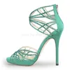 Sandaler Crystal Romen High Heeled Peep Toe Platform Back Zipper Stiletto Heel Cut Out Women Fashion Wedding