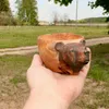 Mokken Kuksa Handgesneden houten mok Guksi Dierenkop Afbeelding Cup Dierlijke vorm Draagbare camping Drinking297k