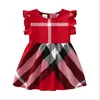 夏の女の赤ちゃんプリンセスドレス子供ノースリーブベストドレス綿子供チェック柄スカートガールスカート 1-7 年