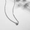 BELAWANG 100% 925 Sterling Silver Small Round Crystal Pendant Necklace Elegant Necklace For Women Wedding Jewelry Q0531