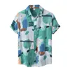 Męskie Koszule Koszulki Kancoold Mężczyźni 2022 Moda Lato Akwarele Drukuj Krótki Rękaw Przycisk Turn-Down Collar Wakacje Hawaiian Koszula