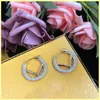 Boucles d'oreilles Créoles Designer Diamond Hoop Boucles d'oreilles Goujons Lettre Boucle d'oreille pour femmes Engagements pour mariée Luxe F Boucle d'oreille Bijoux Brands287T