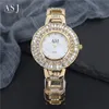 Armbandsur ASJ 2021 Women Rhinestone Klockor Lady Big Wrist Watch Diamond Top Bracelet Armbandsur Ladies Crystal Quartz Clock