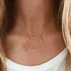 Layered Necklace Handmade 30MM Circle Jewelry Gold Filled Choker Pendants Collier Femme Kolye Jewelry Boho Women Necklace Q0531