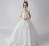 Beauty Ivory Tulle Jewel Applique Girl's Pageant Flower Girl Dresses Princess Party Child Skirt Custom