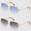 Sell Rimless C Decoration delicate Unisex Fashion Sunglasses Vintage Luxury Cat Eye Metal driving glasses designer UV400 Lens Square shape face Eyeglasses