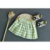 Gooporson Summer Little Girls Clothes Cute Plaid Lace Collar Kortärmad T-tröjor KONTOR KONTROTTER Barnkläder Set Kids Outfits 210715