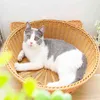 Cama de gato de mimbre hecha a mano, sofá de verano, cuerda fresca, camas redondas, casas, nido para mascotas, gatito, salón, sofá, condominio, gatito, perrera para dormir 210722