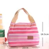 Mode Lunchväska förtjockad Värmeisolering Stripe Printing Portable Lunch Box Bag Stora Kapacitet Utomhus Picnic Bento Bag