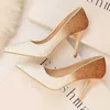 Gradient Sequins High Heels Women Shoes Pointed Classic Pumps Rhinestone Party Wedding Bridal Shoes Stiletto Woman Heels Ladies X0526
