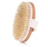 Brosse de bain ovale en bois peau sèche corps santé naturelle poils doux-massage douche brosses à poils SPA corps-brosse sans poignée SN2460