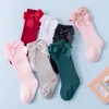 Chaussettes d'été pour bébés pour tout-petits arcs socque longs enfants genoue haut coton doux maille espagnole enfants 0-7 ans chaussettes respirantes 5pair