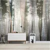 壁紙ミロフィーノルディックハンドペイントされた森林景観幾何学的なラインミニマリストテレビ背景壁絵画