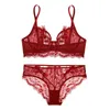 Slips Slipje Europese Ultradunne Sexy Rode Ondergoed Kanten Bloemen Borduren Holle Bh Set Mode Vrouwen Lingerie Comfortabele Push Up Bh Set L2304