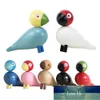 Dinamarquês Presentes Madeira Lovebird Figurines Natureza Carvalho De Madeira Pássaros Colorido Estátua Animal Figura Home Decoração Acessórios 1 Set New Factory Preço Especialista Design