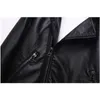 Kvinnors läderfaux 2021 Kvinnor ol Soft Touch Motorcykeljacka pu kostym version Löst SPART Black Coat