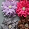 15% di sconto sul nuovo stile 4 "14 colori Shabby Pizzo Fiori per capelli Bottone in metallo con strass Fiori in tessuto artificiale Fasce per bambini 120 pezzi 348 U2