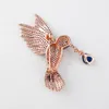 Women's 1pc 36x48mm golden plated Mixed Color Cz micro Bird brooch