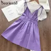 Bear Leader Kids Girls Abiti Fashion Kid Summer Nastri Dress Bambini Abiti Baby Sweet Abbigliamento Vestidos per 3 8Y 210708