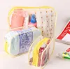 투명 화장품 가방 목욕 씻어 클리어 메이크업 가방 여성 지퍼 주최자 여행 PVC 화장품 케이스 빨간색 파란색 노란색 sxm3