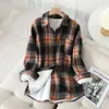 2021 Fashion Padded Velvet Plaid Shirt Kvinnor Vinter Varm Jacka Och Nya Casual Slim Jackor