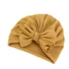 Mignon couleur unie coton mélangé bébé Turban Bowkont chapeau nouveau-né bonnet casquette chapeaux infantile enfant en bas âge chapeau cadeau d'anniversaire accessoires Photo