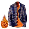 Camisa xadrez de manga longa dos homens inverno quente espesso velo camisa camisa masculina casual flanela camisa homens plus size m-5xl 210527