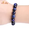 Frisado, fios Natural azul lapis tigre olho pedra contas pulseiras yoga para jóias fazendo homens mulheres elástico corda bordado