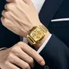 Armbandsur Swish Design Automatisk klocka Lyxig Golden Hollow Mekanisk Rostfritt Stål Vattentät Män Relogio Masculino