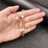 Ketten 2021 Halskette Kupfer plattiert 14k echte gold papier clip dicke kette spleißung perle clavicle frauen großhandel