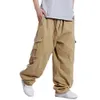 Wielki Rozmiar Mężczyźni Hip Hop Cargo Spodnie Bawełniane Luźne Worki Armii Spodnie Szerokiej Nodze Wojskowy Tactical Casual Streetwear Joggers 210715