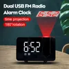 Radio Veloce Fornire la sveglia USB FM con proiezione del tempo Dimmable LED Display Reloj Despertador con Pantalla