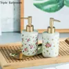 Sıvı Sabun Dispenser Çiçek Desen Şampuan Seramik Duş Jel Dispensing Şişe El Sanzası Tutucu Banyo Mutfak Aksesuarları