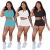 Summer Women jogger suits rib outfits plus size 2XL Embroidery tracksuits pullover tank top+shorts two piece set black sportswear casual sweatsuits 5472