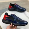 Hot Sale Designer Prad America's Cup Patent Leather Casual Shoes Men High Quality Real Leathers Trainers Black Lace-Up Sneakers Outdoor Running Trainer