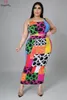 Fatos de treino plus size sexy XL ~ 5XL conjunto de duas peças com estampa de leopardo feminino saia longa colada ao corpo e tops curtos verão 2 conjuntos de roupas femininas