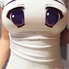 Donne divertenti 3d occhi stampati t-shirt sexy anime cartoon carino espressione espressione straitjacket manica corta t shirt top ladies slim tees y0606