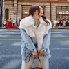 Women's Fur & Faux Winter Female Natural Denim Coat Jacket Clothes 2022 Korean Double Faced Wool Tops Vintage Real Coats And Jackets 072SH