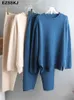 2 pezzi set donna maglia tuta maglione dolcevita + carota pantaloni da jogging pullover maglione set CHIC maglia outwear 211116