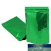 100 stks / partij Glanzend Groen Stand Up Bag Aluminium Folie Self Seal Traan Notch Doypack Herbruikbaar Food Candy Snack Storage Pack